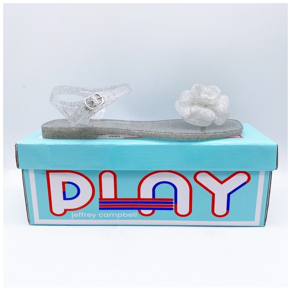 NWB Play by Jeffrey Campbell Fleurisse Clear Glitter Sandals Size 8 - Picture 2 of 12